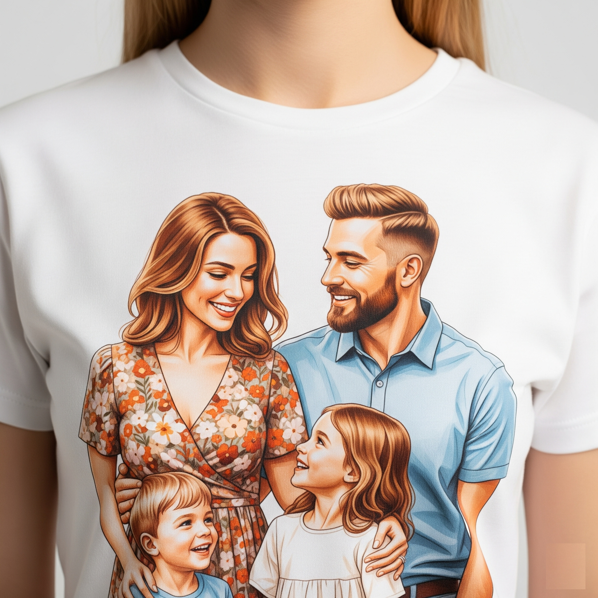 Kişiye Özel Fotoğraf Baskılı Beyaz Tişört Kadın Modeli - Görsel 2